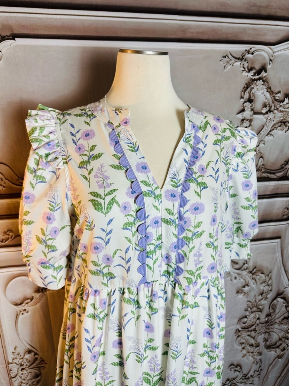 Beeson River White Dress with Lavender Floral Print - Picture 9 of 13